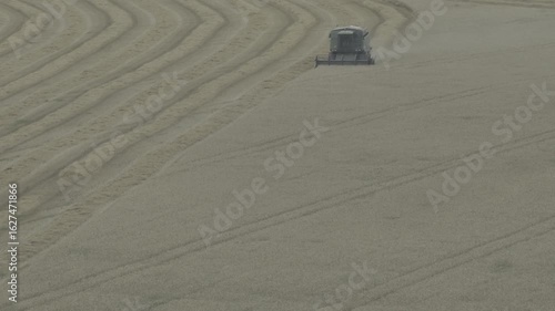 Sweden. A combine harvesting wheat in a field near the city of Linköping. Östergötland County.