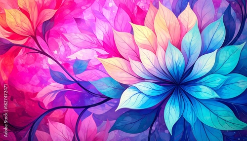 Vibrant floral pattern with blended colors