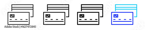 Credit Card Icon Set Collection in Creative Outline Style for Business Featuring Multiple Thickness Variations for Finance Payment App Web Mobile Dashboard UI UX and E Commerce Design Projects