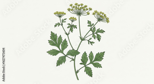 Wild flowers outlines set plant illustration, AI Generation