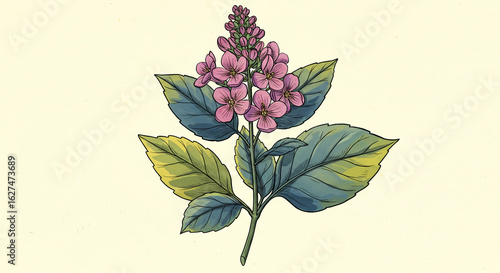 Wild flowers outlines set plant illustration, AI Generation