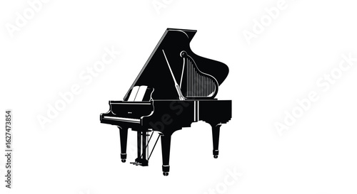 Elegant Black and White Grand Piano