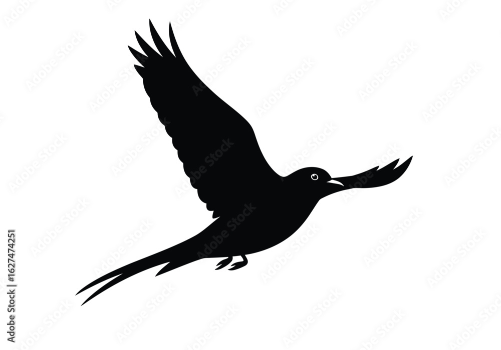 Obraz premium Elegant black bird silhouette flying gracefully