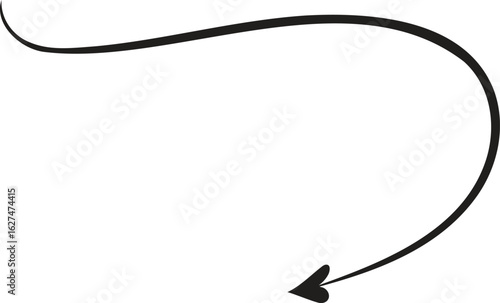 Doodle Curved Arrow with Heart Tip