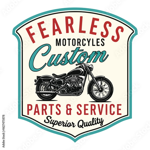 Art of fearless motorcycles custom parts service superior quality emblem isolated on white background