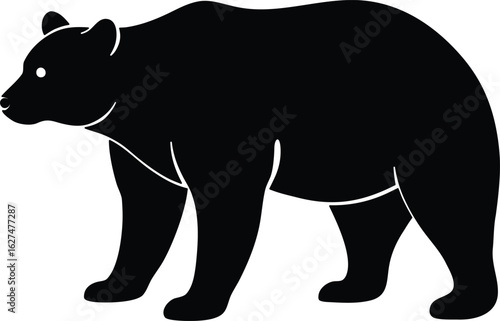 wild bear icon, grizzly bear vector, forest animal silhouette, bear walking shape, brown bear outline