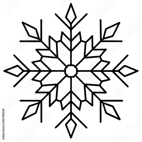 Minimalist Snowflake Line Art Vector Elegant Winter Geometric Design