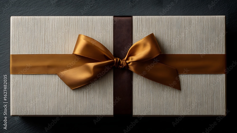 Fototapeta premium Elegant gift box with satin ribbon and bow