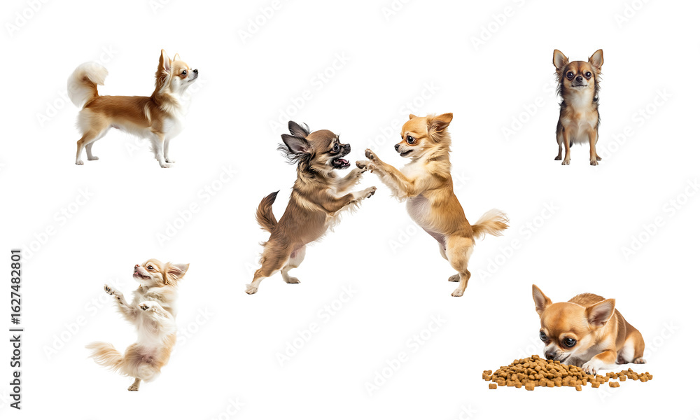 Obraz premium Set of chihuahua full body isolated on transparent background