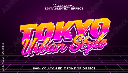 Futuristic 80s text effect in a synthwave style with vibrant gradients. Editable typography template with a retro urban vibe.