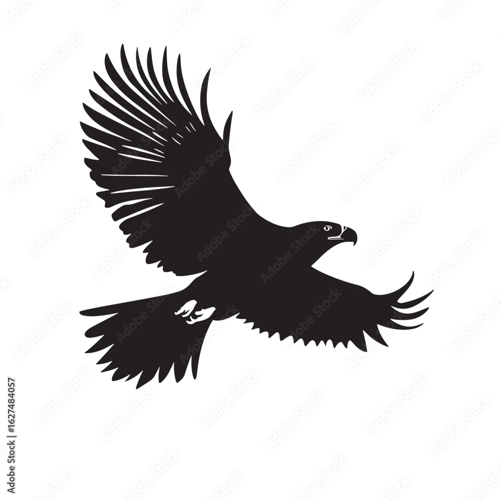 Obraz premium Majestic eagle soars powerfully, showcasing intricate wing details and formidable claw design isolated on white