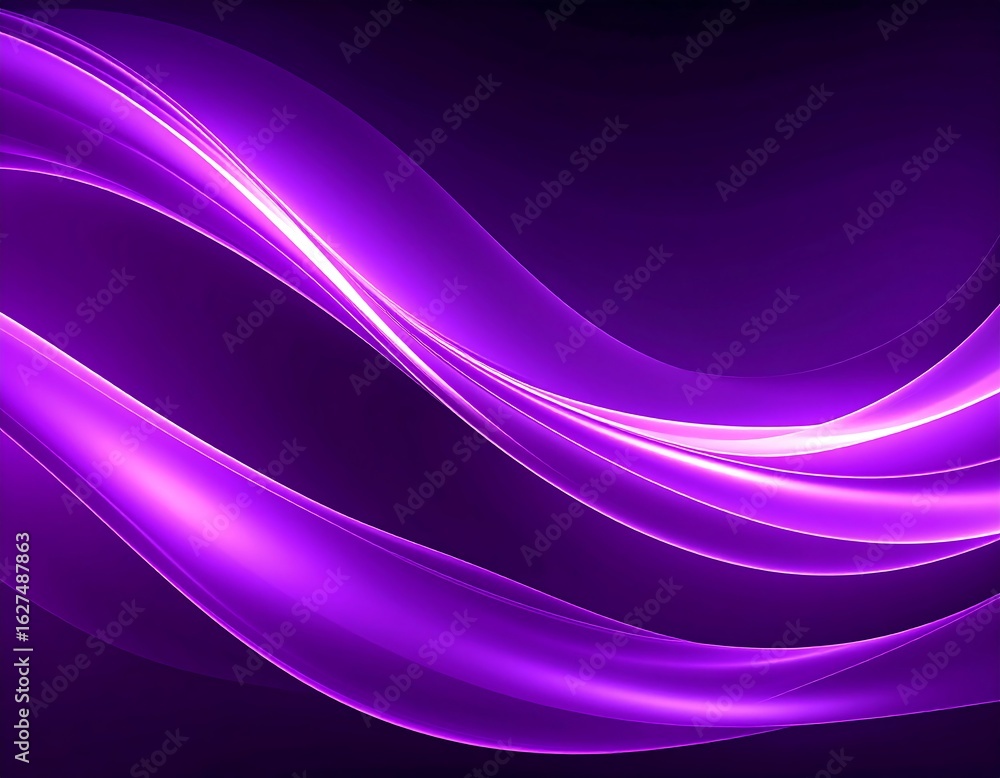 Naklejka premium Glowing purple waves flow across a dark background (1)