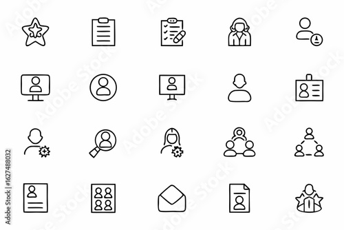 A clean, professional icon set covering each stage of hiring — ideal for HR systems, onboarding apps, and business toolkits