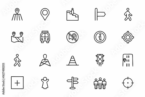 An accessible design set focused on walking routes and human-scale navigation — great for tourism boards, city planners, and educational use
