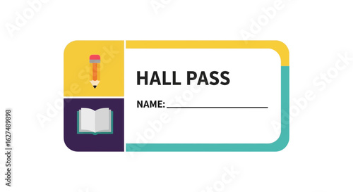 Colorful School Hall Pass Vector Illustration
