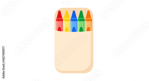 Colorful Box of Crayons Vector Illustration

