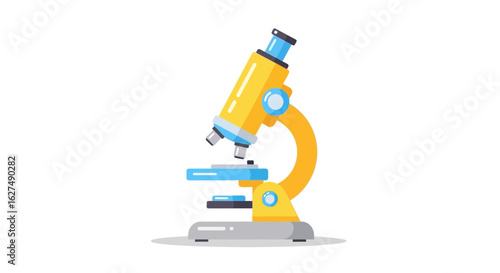 Colorful Vector Microscope Illustration for Science Education
