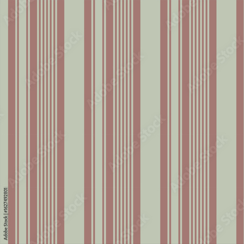 This is a seamless vertical stripe pattern with a warm, muted color palette. It features a dusty rose and pale grayish-green, giving it a classic and elegant feel.