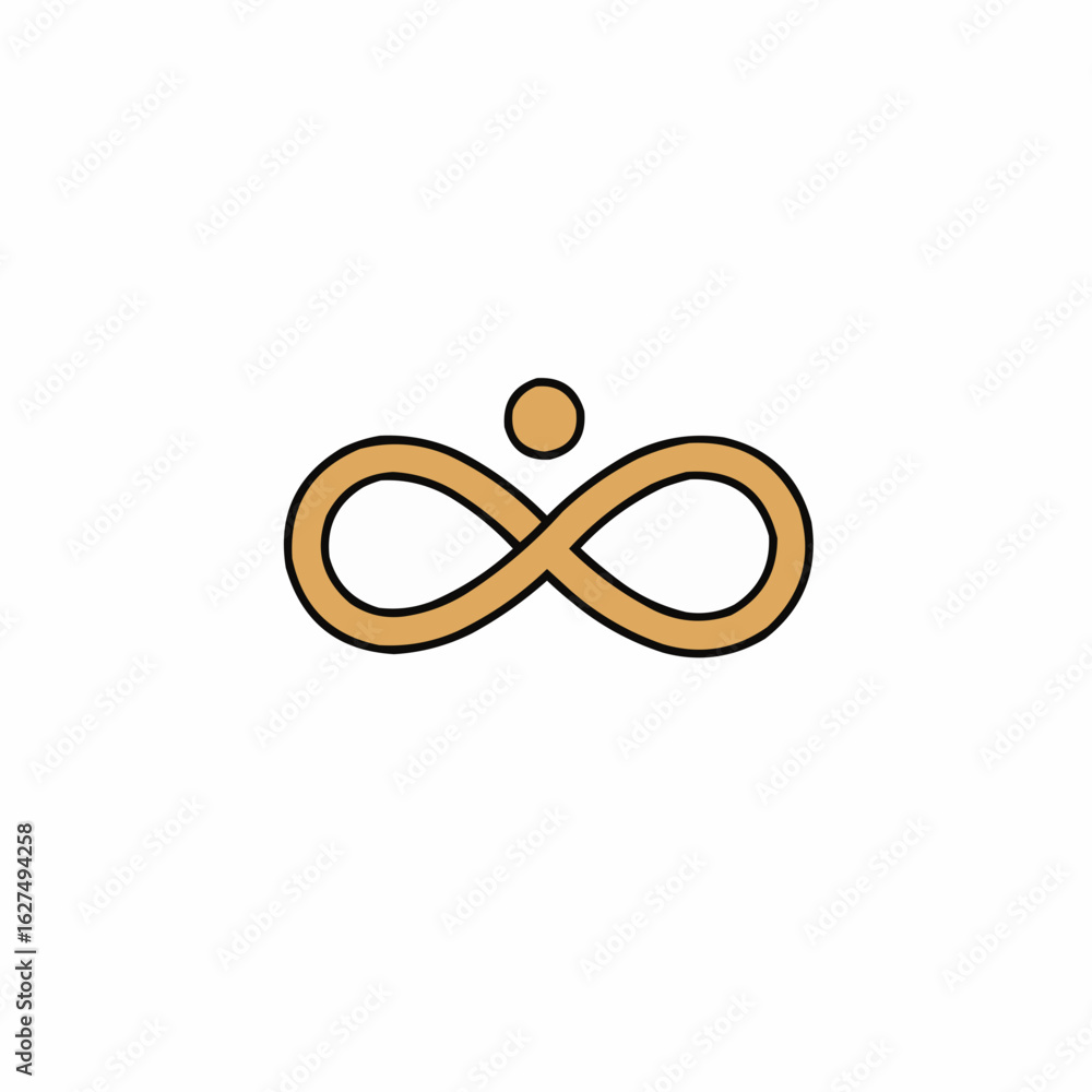 Fototapeta premium Simple illustration of a person-like figure within an infinity symbol, isolated.