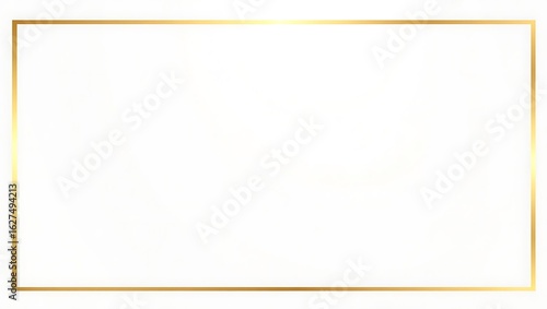 Abstract white background with elegant metallic gold border, minimalist style, soft lighting, centered blank space for text, professional and modern design