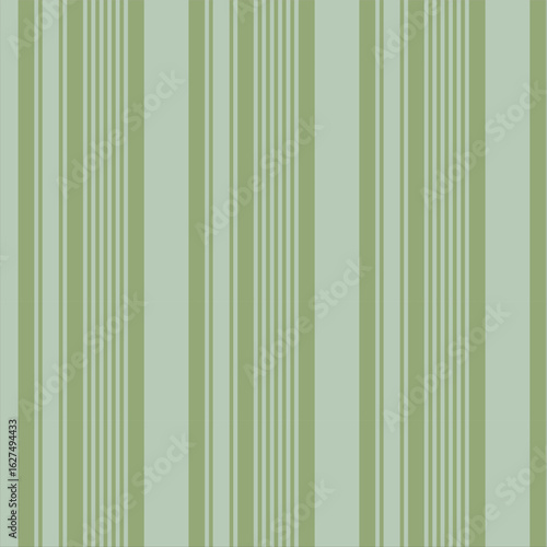 This is a seamless, repeating pattern of vertical stripes. The design features a palette of soft, earthy greens, creating a natural and balanced aesthetic.