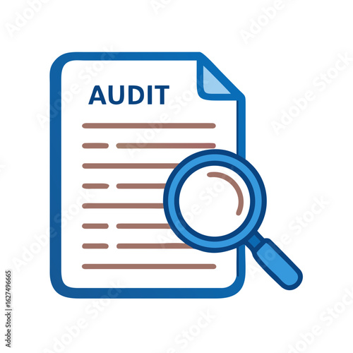 A meticulous close-up captures a document labeled AUDIT, overlaid by a magnifying glass, suggesting a thorough examination.