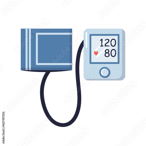 Digital blood pressure monitor with heart rate display isolated on white