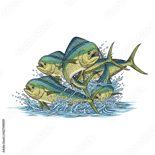 mahimahi dorado fishing illustration logo vector image t shirt