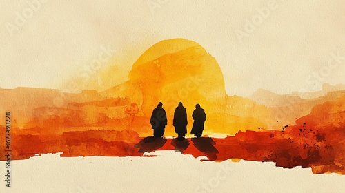 Contemporary artwork captures the essence of spiritual journey on Emmaus road.