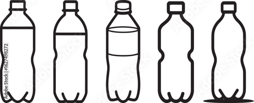 Plastic Bottle Icon Set Showing Different Designs
