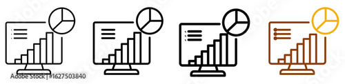 Big data icon set in minimal outline style for analytics dashboards, cloud systems, and data science UI, featuring multistyle stroke and full color variation set