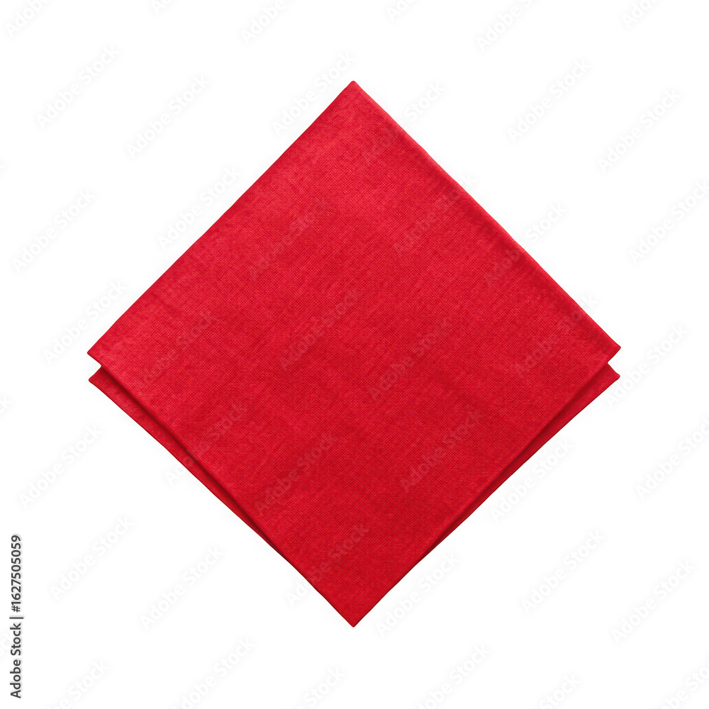 Fototapeta premium Folded red paper napkin isolated on transparent background