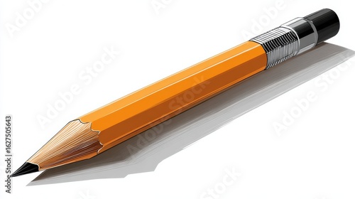 Illustration of an Orange Number Two Pencil with Eraser