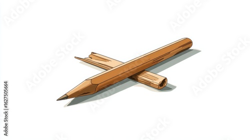 Illustration of Broken Pencil with Separated Shaft Segment
