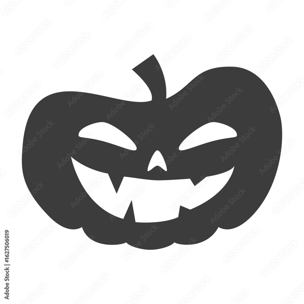 Naklejka premium Funny Halloween pumpkin silhouette. Vector illustration isolated on a white background