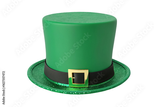 Green leprechaun hat with gold buckle for St. Patrick’s Day celebrations and festive occasions