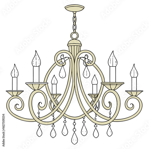 Elegant grand victorian chandelier with intricate details perfect for interior design and architectural visualization projects