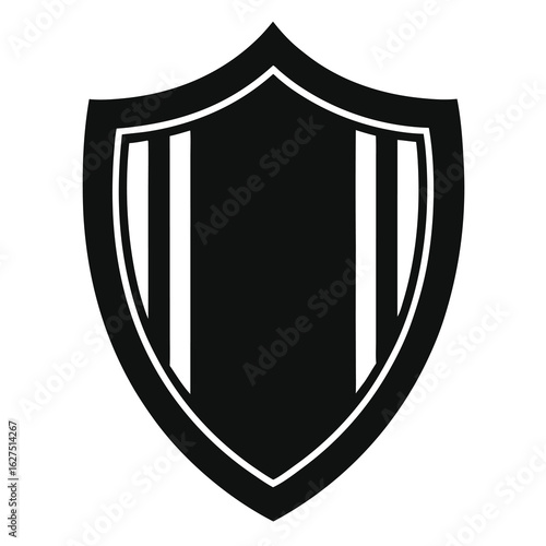 Black Shield With White Vertical Stripes In Corners