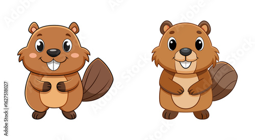 Cartoon beaver character vector illustration design