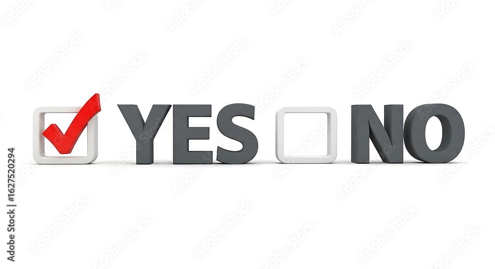 Fototapeta premium Checkmark in a box next to yes and no silhouette