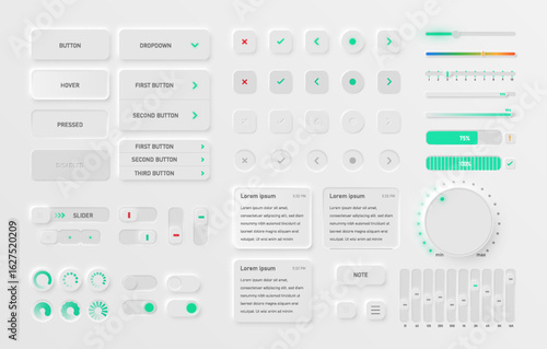 Very high detailed white user interface pack for websites and mobile apps, vector illustration