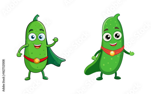 Cartoon superhero cucumber character vector illustration design