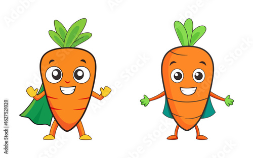 Cartoon superhero carrot character vector illustration design
