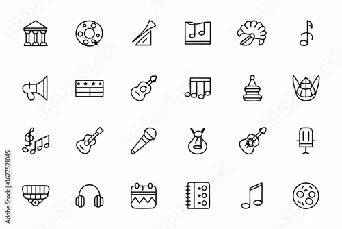 A creative pack of line drawings reflecting music school life, with abstract and symbolic interpretations of practice, performance, and teaching.