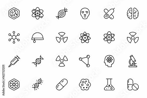 A minimal one-line vector pack representing innovations in biotech and genetics. Great for biotech startups, reports, and product presentations