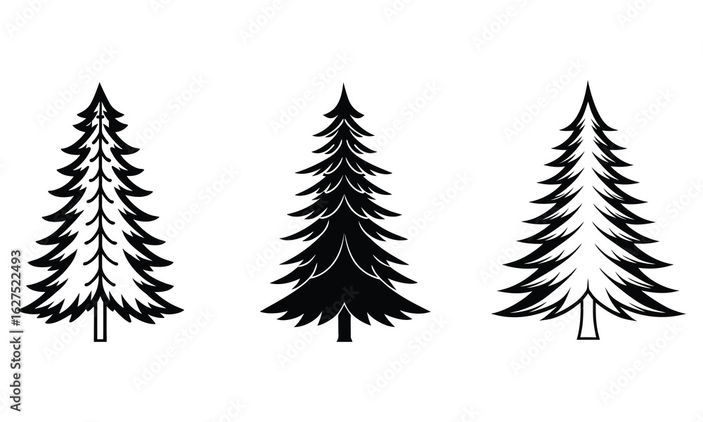 Obraz premium Stylized fir tree silhouette with simple details