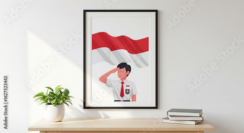 Mock Up Artboard A3 Flag Indonesian
