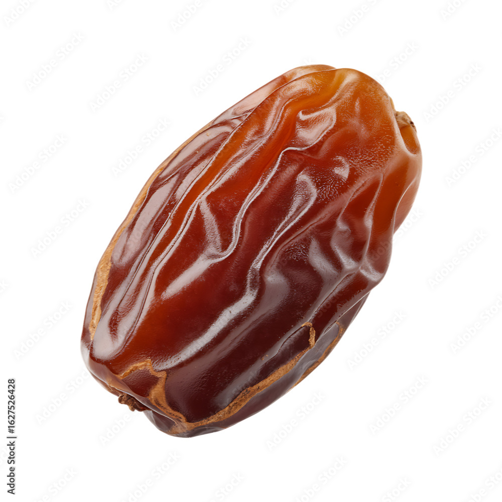 Obraz premium Wrinkled Medjool Date with Golden Hues isolated on a transparent background dried fruit