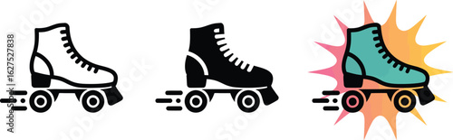 Get rolling with these fun retro roller skate icons set