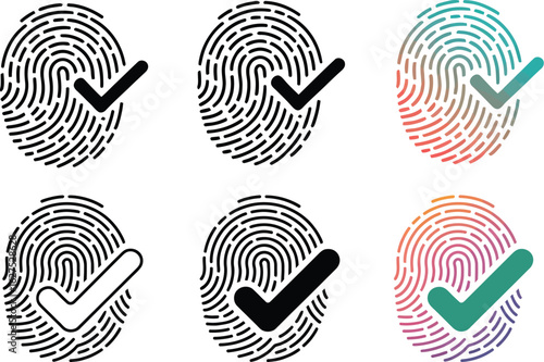 Three fingerprint icons with a checkmark for identity security